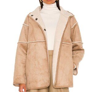 VELVET Shona Sherpa Reversible Jacket in Sand Sz L - NWT!!